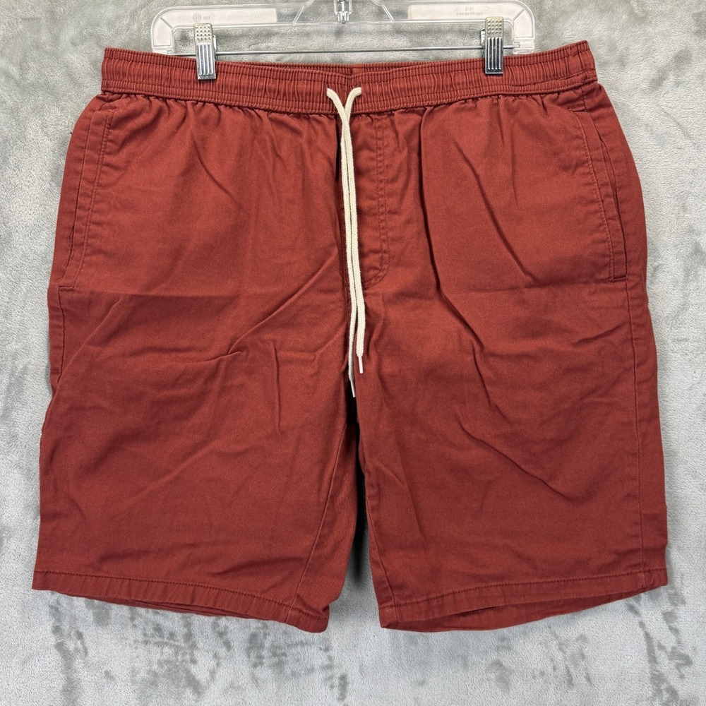 City Streets Mens Large Rust Red Cotton Drawstring Elastic Waist Chino Shorts